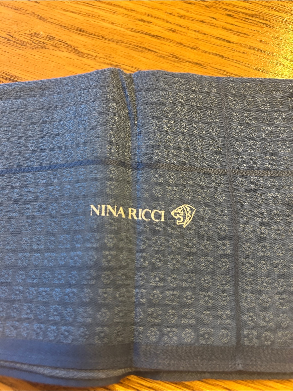 Nina Ricci Navy Blue Logo Silk Scarf